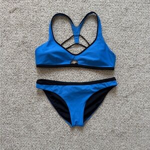 Lululemon Athletica Blue and Black Sporty Bikini